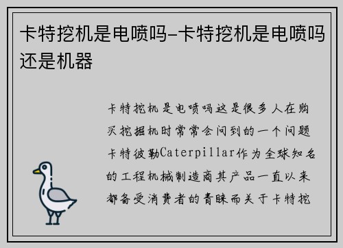 卡特挖机是电喷吗-卡特挖机是电喷吗还是机器